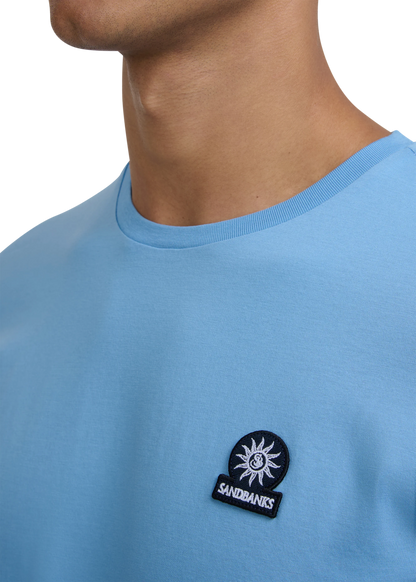 SANDBANKS BADGE LOGO SLIM FIT T-SHIRT DUSTY BLUE RRP £85 BNWT