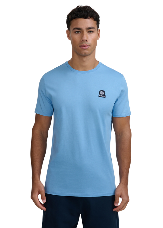 SANDBANKS BADGE LOGO SLIM FIT T-SHIRT DUSTY BLUE RRP £85 BNWT