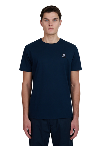 SANDBANKS BADGE LOGO SLIM FIT T-SHIRT NAVY BLUE RRP £85 BNWT