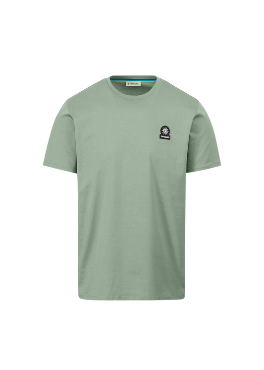 SANDBANKS BADGE LOGO SLIM FIT T-SHIRT SAGE GREEN RRP £85 BNWT