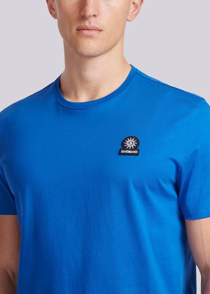 SANDBANKS BADGE LOGO SLIM FIT T-SHIRT NAUTICAL BLUE RRP £85 BNWT