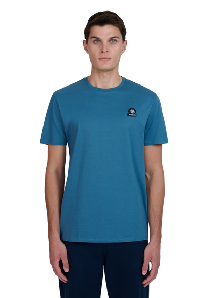 SANDBANKS BADGE LOGO SLIM FIT T-SHIRT TEAL BLUE RRP £85 BNWT