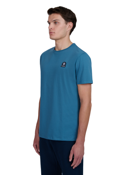 SANDBANKS BADGE LOGO SLIM FIT T-SHIRT TEAL BLUE RRP £85 BNWT