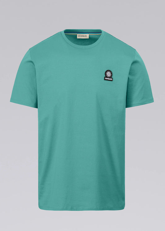 SANDBANKS BADGE LOGO COTTON T-SHIRT CRYSTAL TURQUOISE BLUE SLIM FIT XL RRP £85 BNWT