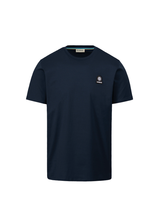 SANDBANKS BADGE LOGO SLIM FIT T-SHIRT NAVY BLUE RRP £85 BNWT