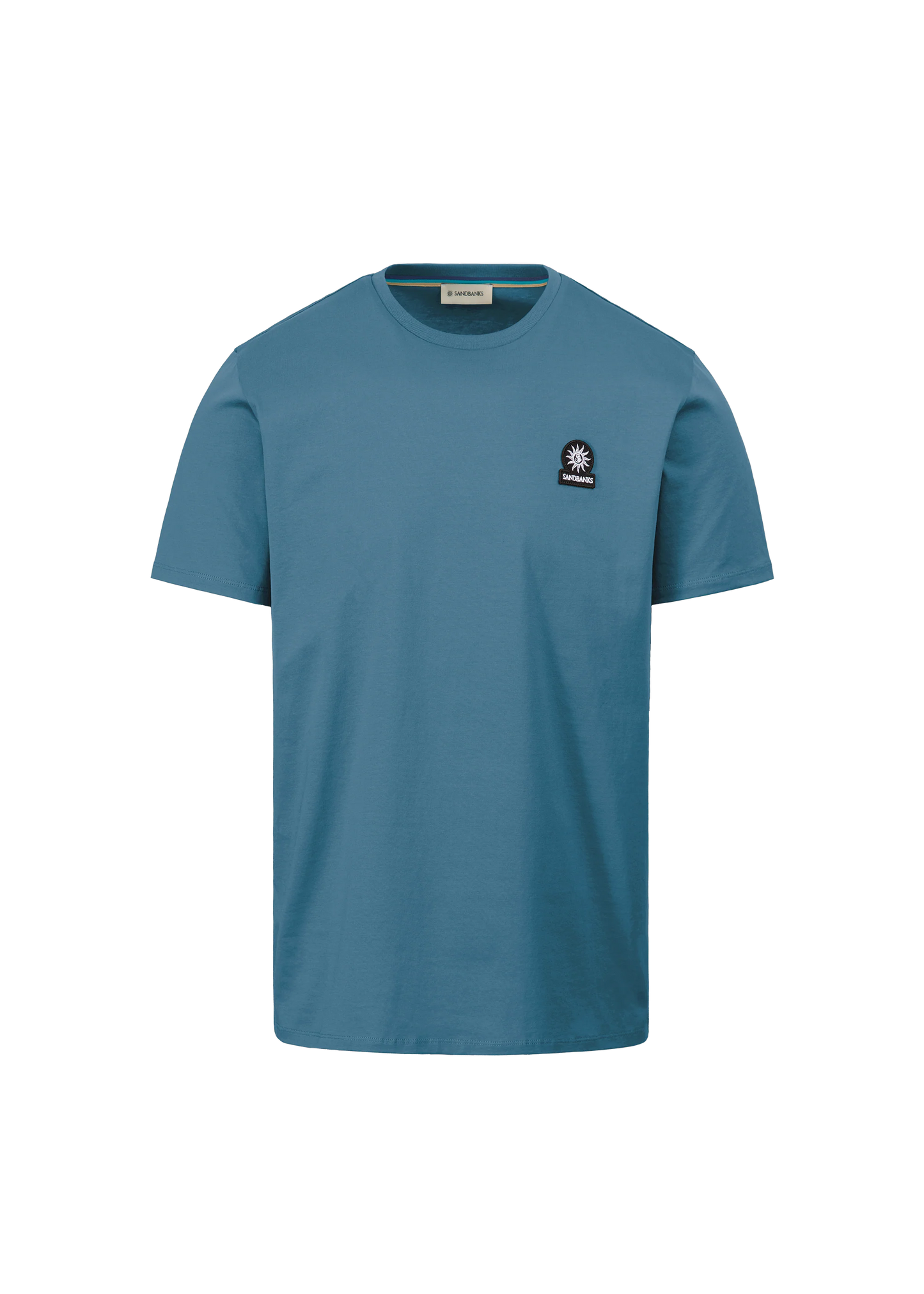 SANDBANKS BADGE LOGO SLIM FIT T-SHIRT TEAL BLUE RRP £85 BNWT
