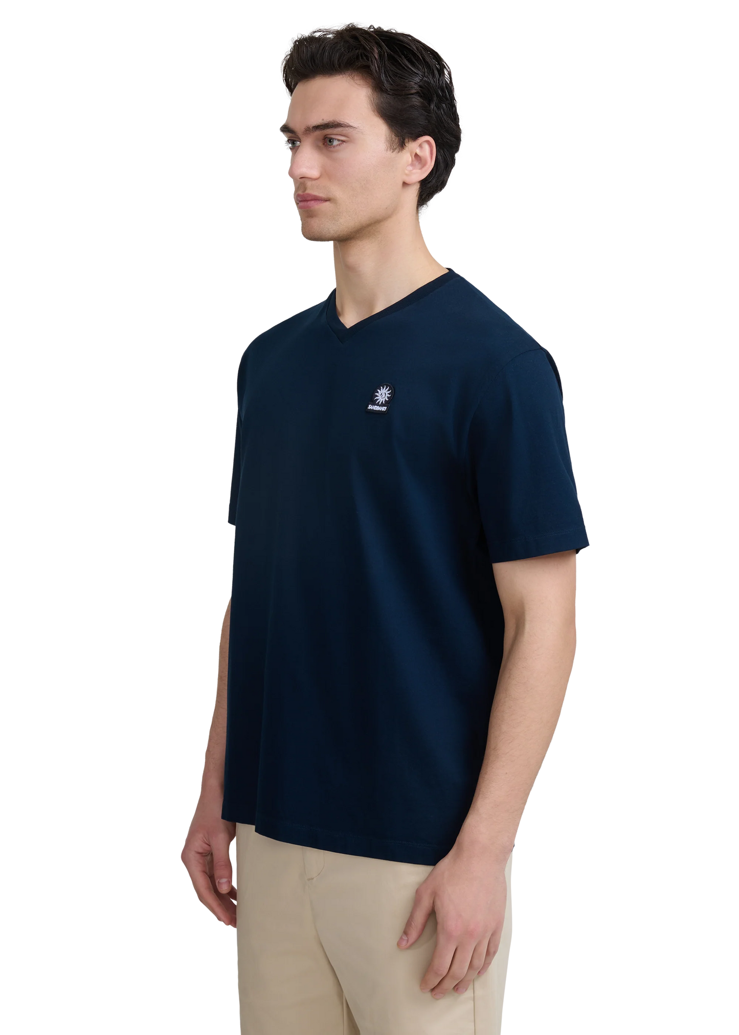 SANDBANKS V NECK COTTON T-SHIRT NAVY BLUE MEDIUM RRP £85 BNWT