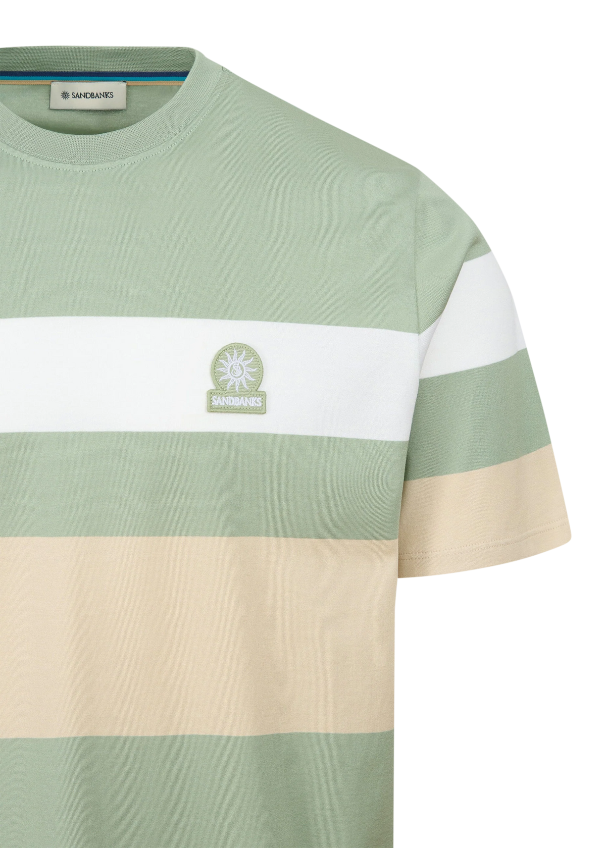 SANDBANKS MERCERSIED COTTON STRIPED T-SHIRT SAGE 5XL RRP £105 BNWT