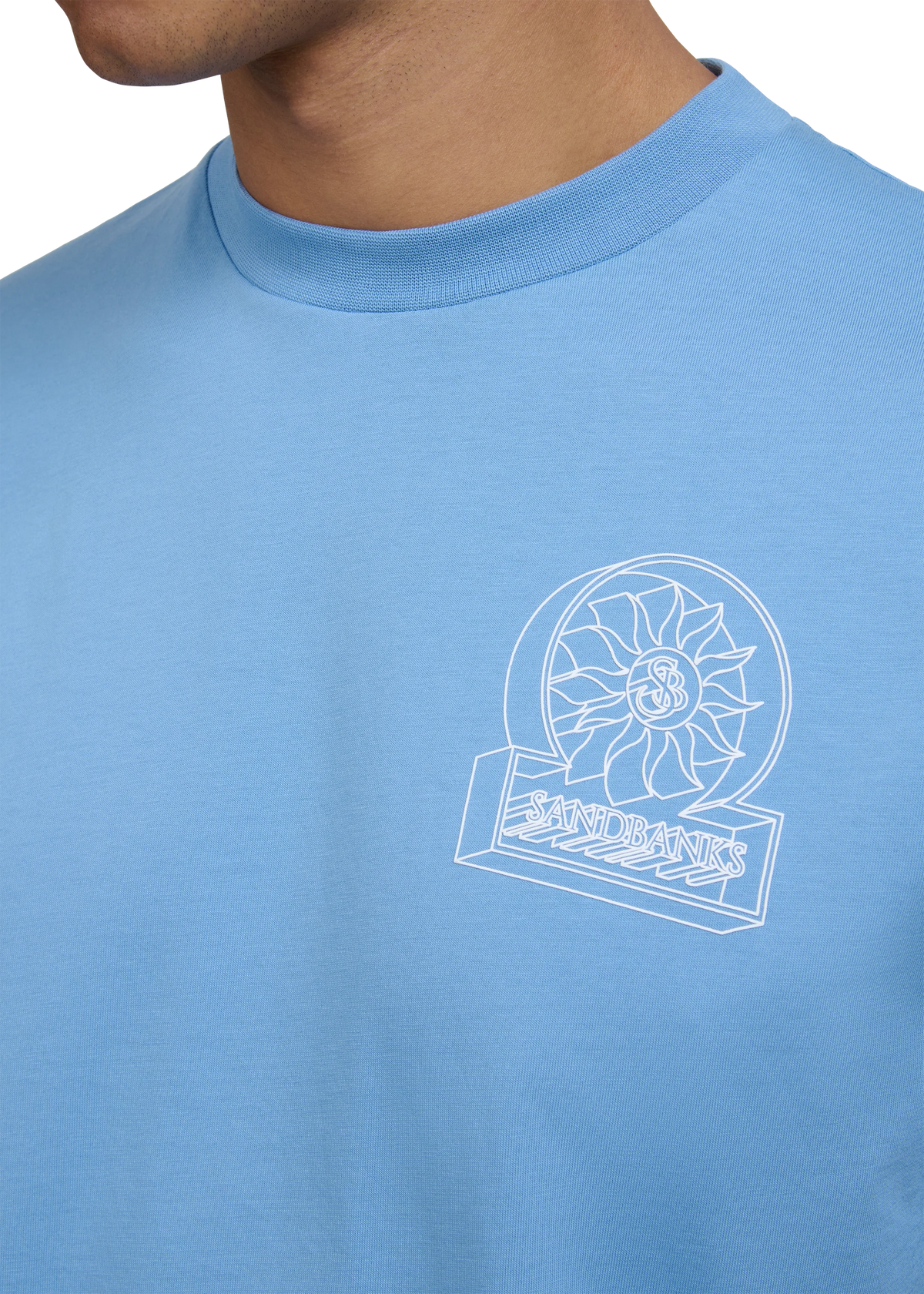 SANDBANKS 3D LOGO COTTON T-SHIRT DUSTY BLUE SLIM FIT 5XL RRP £95 BNWT