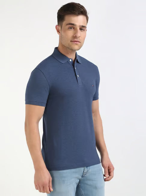 TOMMY HILFIGER SLIM FIT PIQUE COTTON POLO SHIRT TEAL BLUE LARGE RRP £75 BNWT
