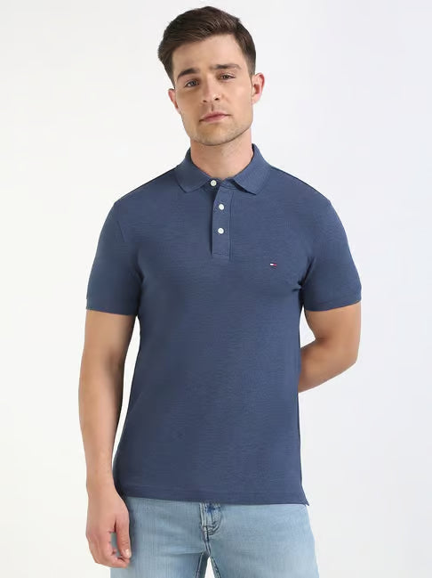 TOMMY HILFIGER SLIM FIT PIQUE COTTON POLO SHIRT TEAL BLUE LARGE RRP £75 BNWT