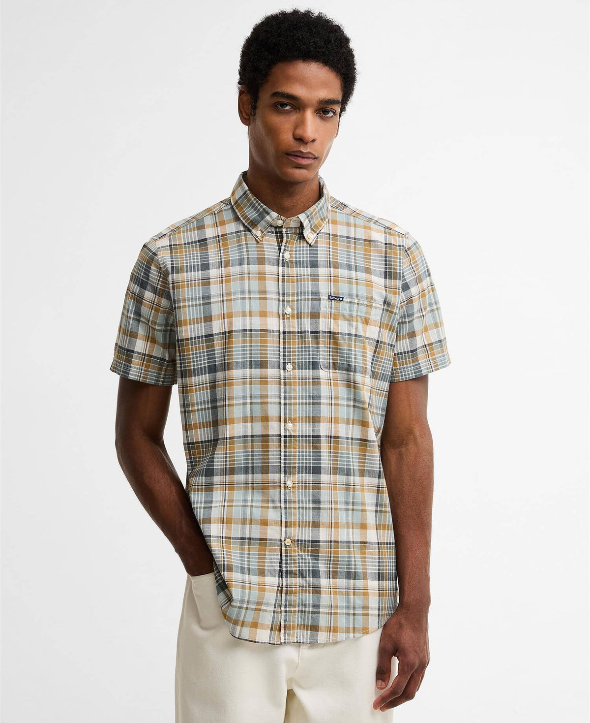 BARBOUR BAYCLIFF SHORT SLEEVE COTTON SHIRT WHISPER WHITE LARGE RRP £65 BNWT