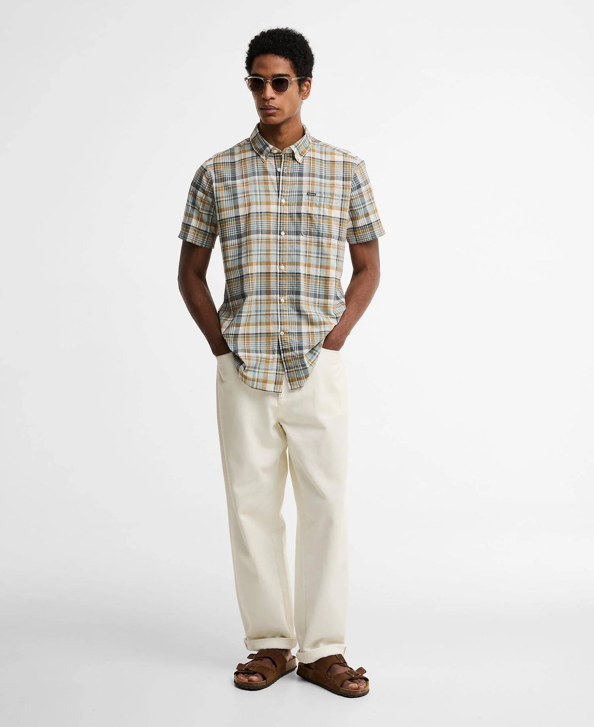 BARBOUR BAYCLIFF SHORT SLEEVE COTTON SHIRT WHISPER WHITE LARGE RRP £65 BNWT