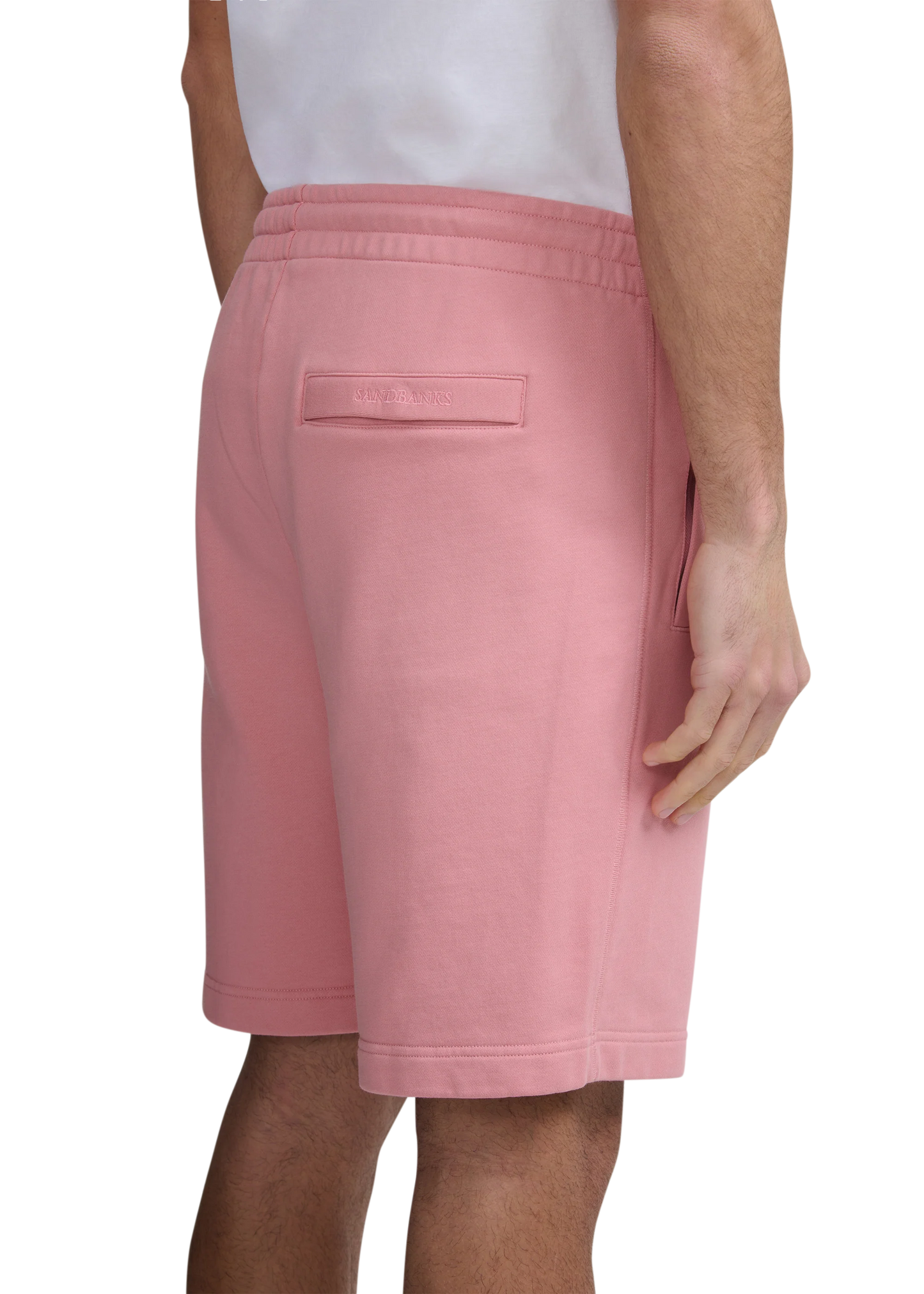 SANDBANKS BADGE LOGO COTTON FLEECE SWEAT SHORTS DUSTY PINK RRP £125 BNWT