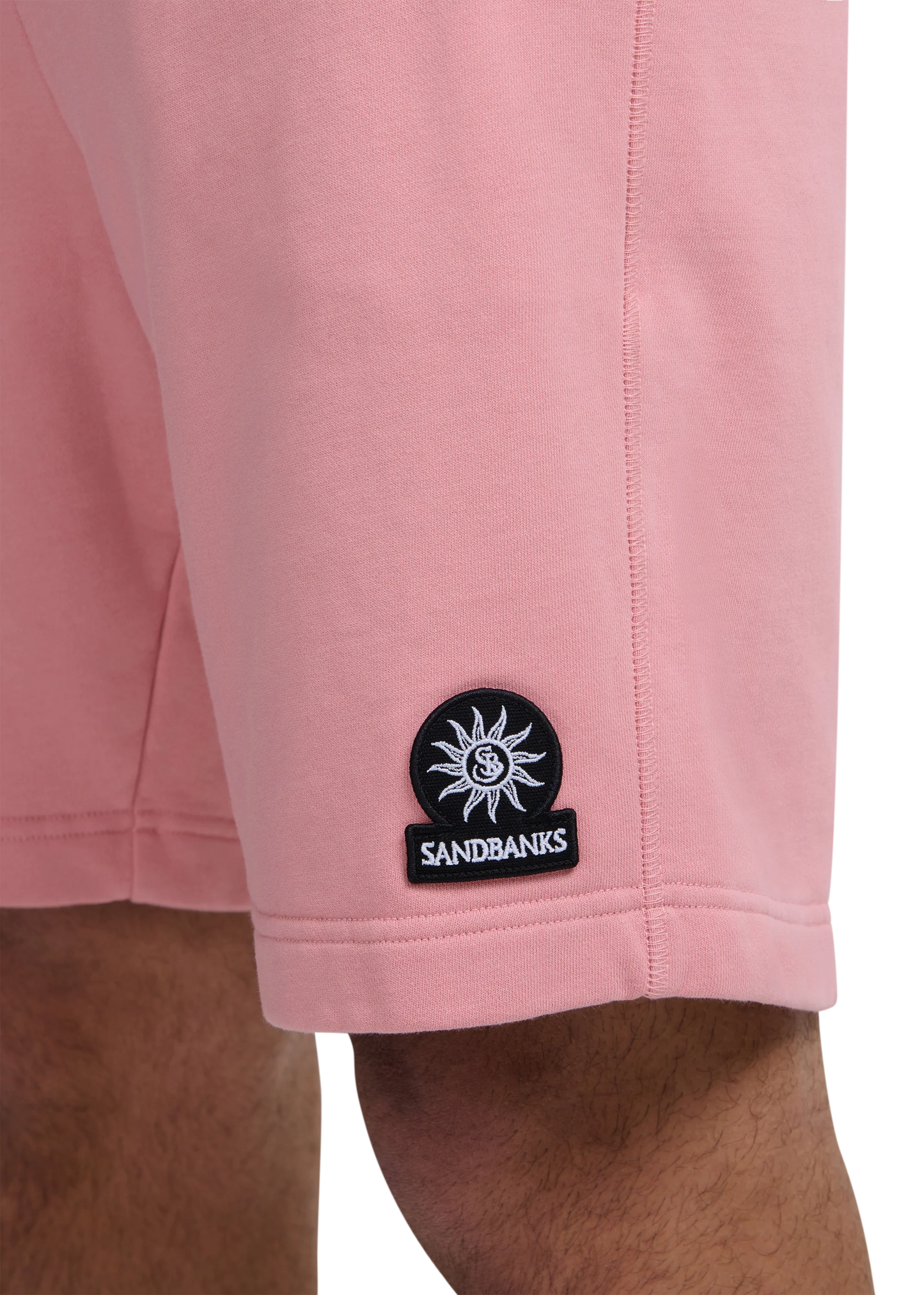 SANDBANKS BADGE LOGO COTTON FLEECE SWEAT SHORTS DUSTY PINK RRP £125 BNWT