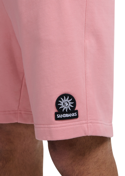 SANDBANKS BADGE LOGO COTTON FLEECE SWEAT SHORTS DUSTY PINK RRP £125 BNWT