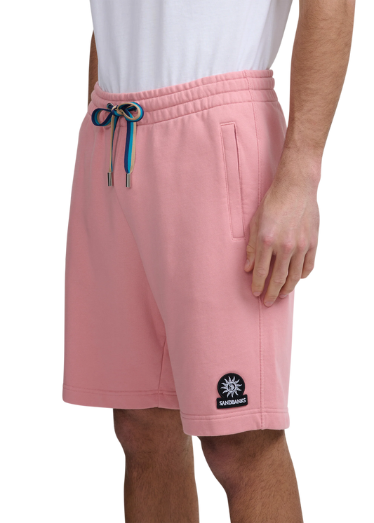 SANDBANKS BADGE LOGO COTTON FLEECE SWEAT SHORTS DUSTY PINK RRP £125 BNWT