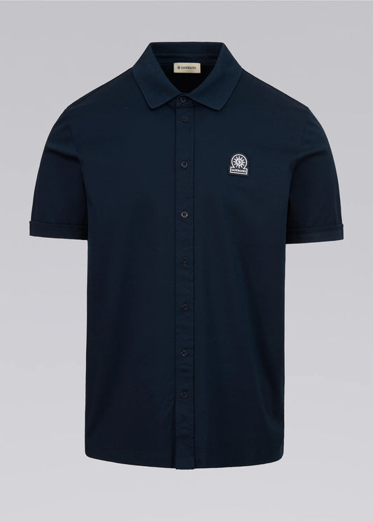 SANDBANKS BADGE LOGO INTERLOCK COTTON BUTTON UP POLO SHIRT NAVY XL RRP £155 BNWT (Copy) (Copy)