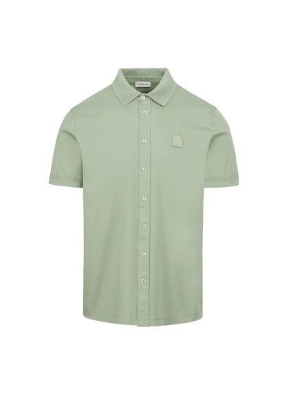 SANDBANKS FULL BUTTON INTERLOCK COTTON POLO SHIRT SAGE GREEN RRP £155 BNWT