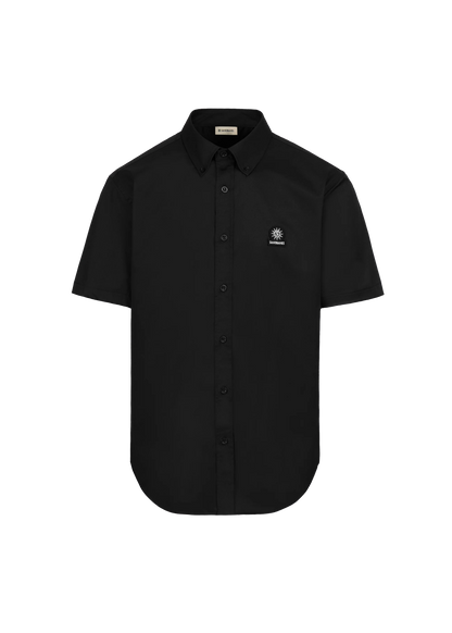 SANDBANKS LOGO SHORT SLEEVE COTTON POPLIN SHIRT BLACK RRP £155 BNWT