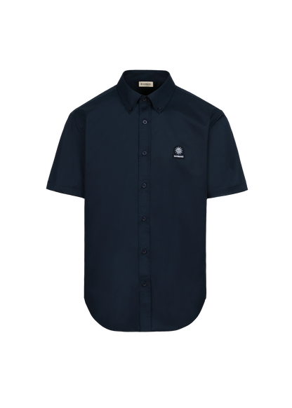 SANDBANKS LOGO SHORT SLEEVE COTTON POPLIN SHIRT NAVY BLUE RRP £155 BNWT