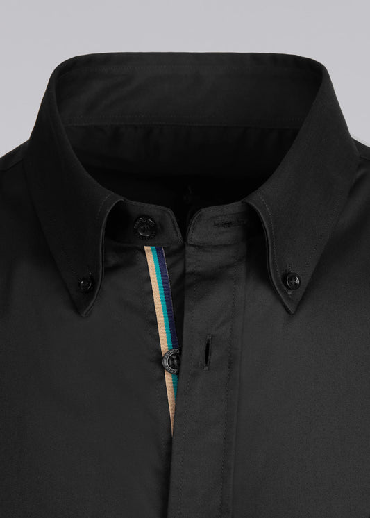 SANDBANKS LOGO SHORT SLEEVE COTTON POPLIN SHIRT BLACK RRP £155 BNWT