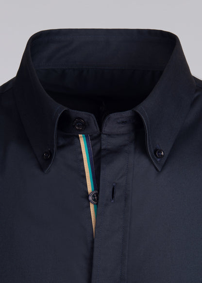 SANDBANKS LOGO SHORT SLEEVE COTTON POPLIN SHIRT NAVY BLUE RRP £155 BNWT