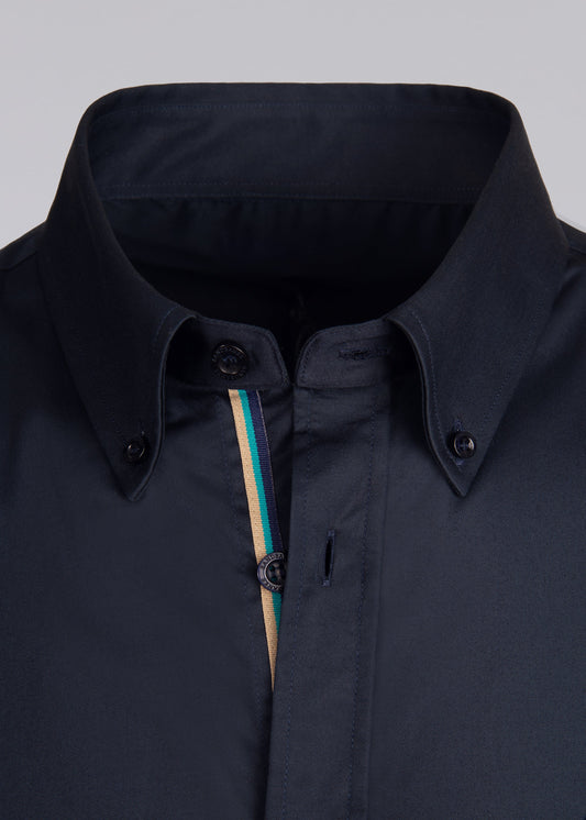 SANDBANKS LOGO SHORT SLEEVE COTTON POPLIN SHIRT NAVY BLUE RRP £155 BNWT
