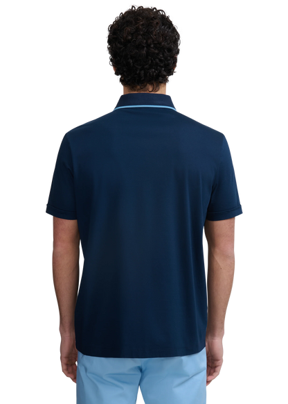 SANDBANKS CONTRAST TIPPED INTERLOCK COTTON SHIRT NAVY 2XL RRP £165 BNWT