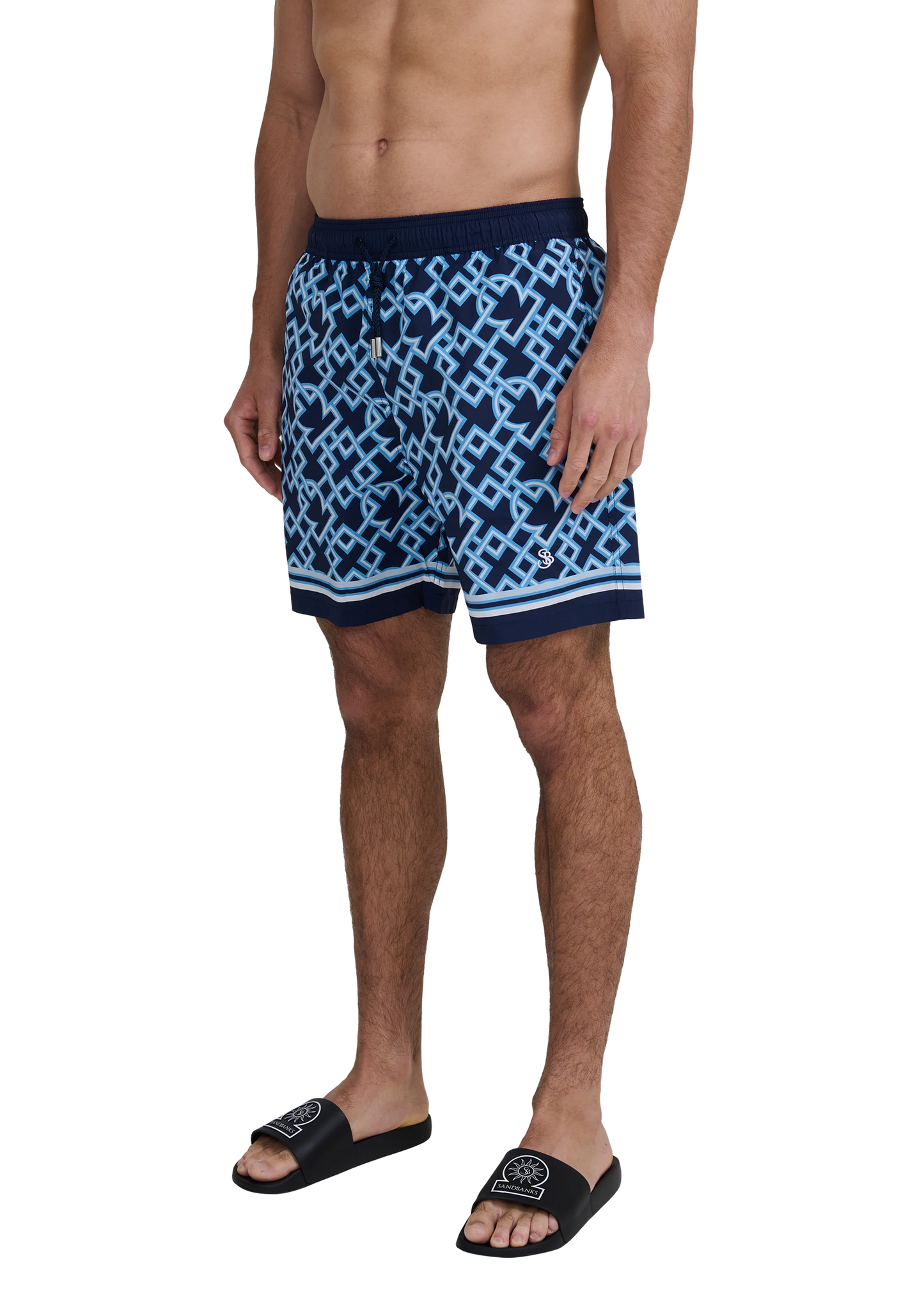 SANDBANKS MOSAIC RESORT SWIM SHORTS NAVY BLUE 2XL RRP £135 BNWT