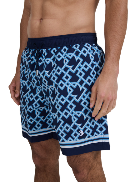 SANDBANKS MOSAIC RESORT SWIM SHORTS NAVY BLUE 2XL RRP £135 BNWT