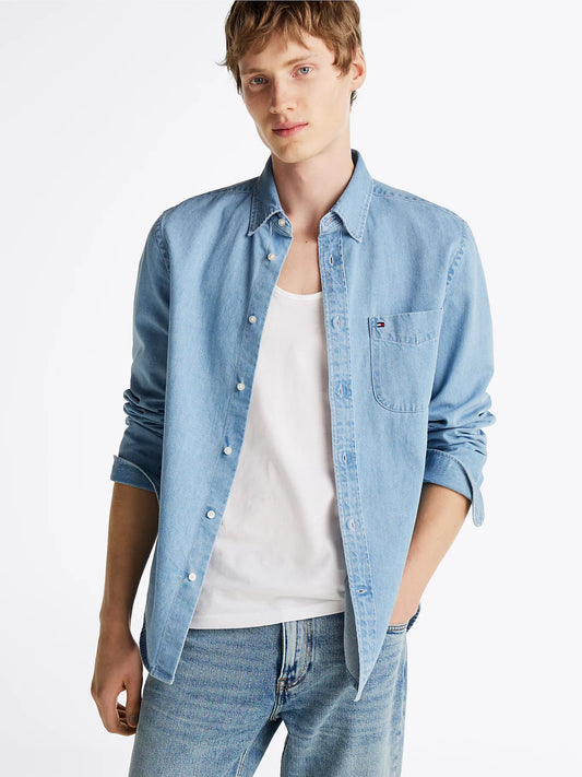 TOMMY HILFIGER DENIM LONG SLEEVE COTTON SHIRT BLUE 2XL RRP £100 BNWT