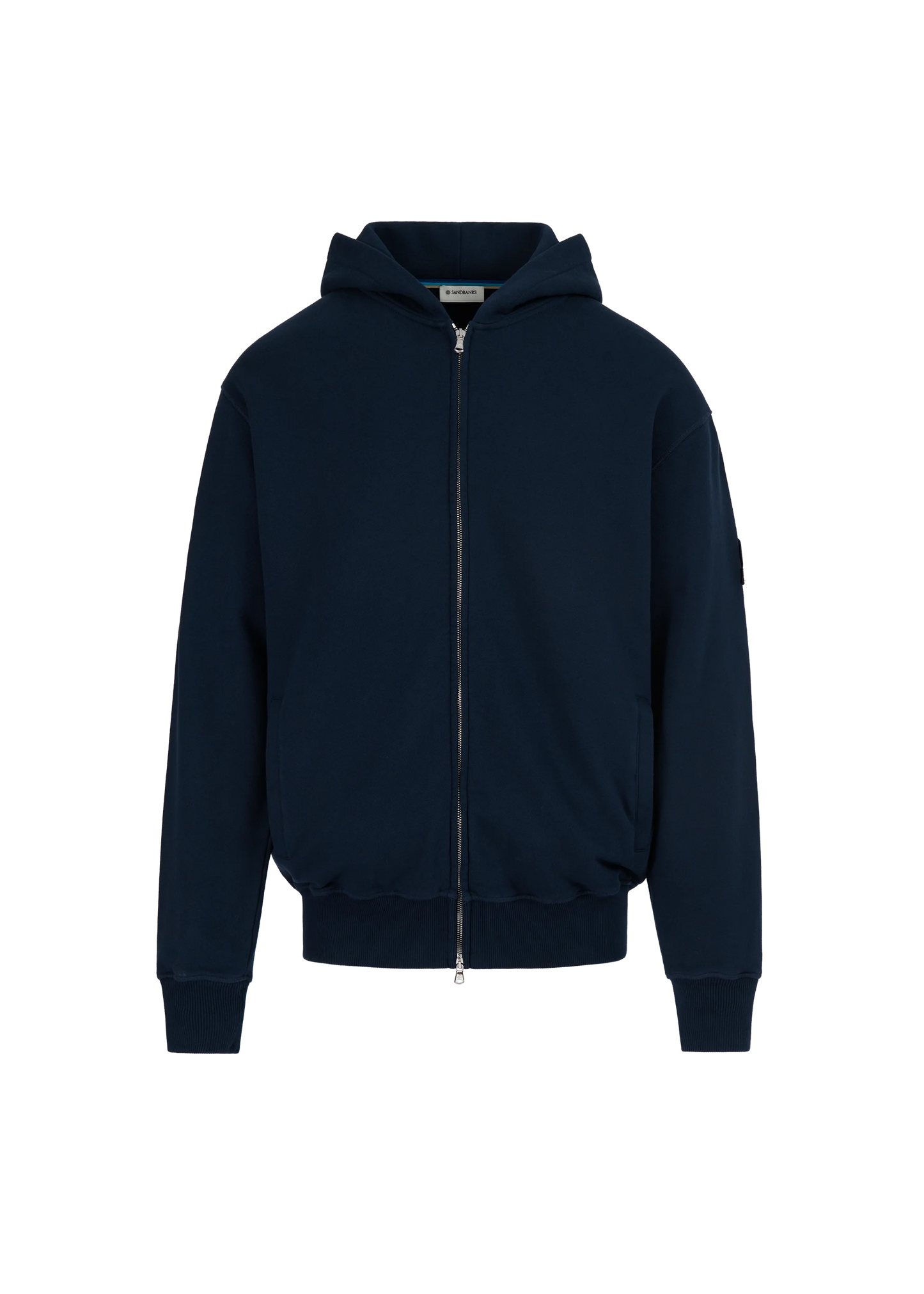 SANDBANKS COTTON FLEECE ZIPPED HOODED HOODIE SWEATSHIRT NAVY RRP £225 BNWT