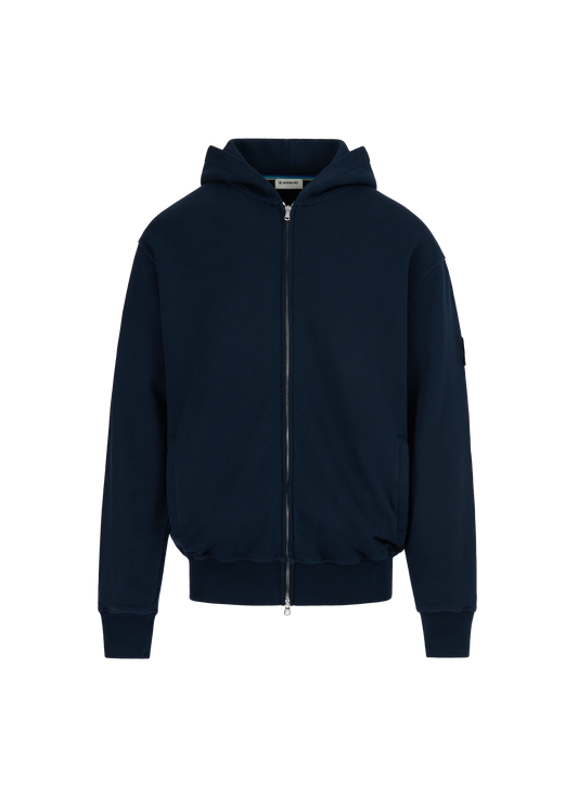 SANDBANKS COTTON FLEECE ZIPPED HOODED HOODIE SWEATSHIRT NAVY RRP £225 BNWT