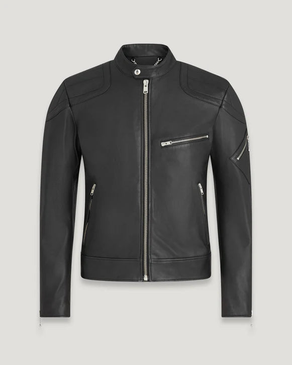 BELSTAFF T RACER CHEVIOT LEATHER BIKER JACKET BLACK RRP £850 BNWT