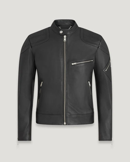 BELSTAFF T RACER CHEVIOT LEATHER BIKER JACKET BLACK RRP £850 BNWT