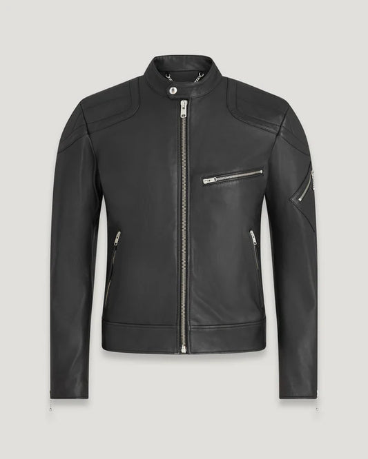 BELSTAFF T RACER CHEVIOT LEATHER BIKER JACKET BLACK RRP £850 BNWT