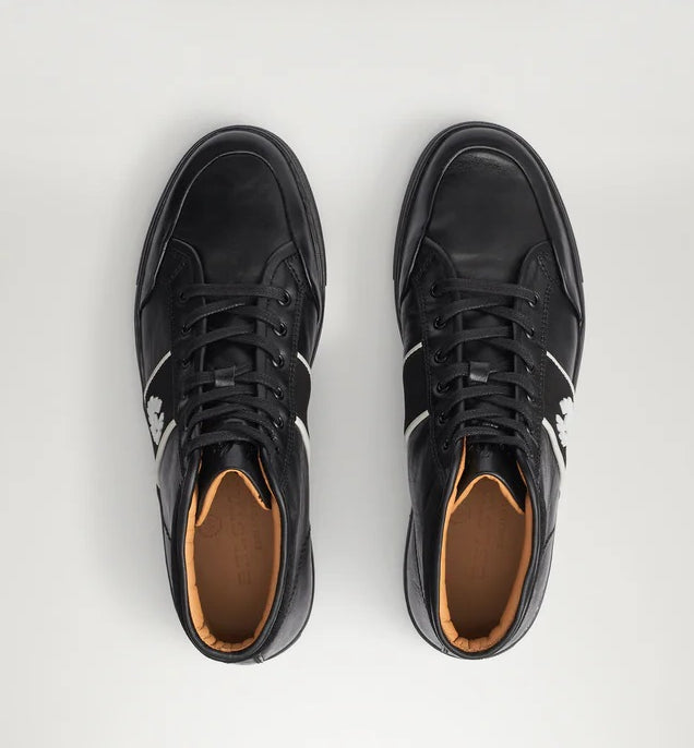 BELSTAFF PHOENIX HIGH TOP CALF LEATHER TRAINERS SNEAKERS BLACK RRP £275 NEW
