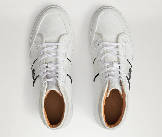 BELSTAFF PHOENIX HIGH TOP CALF LEATHER TRAINERS SNEAKERS WHITE RRP £275 NEW