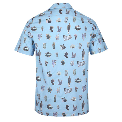 PAUL SMITH PS CACTUS PRINT SHORT SLEEVE COTTON SHIRT BLUE 2XL RRP £145 BNWT