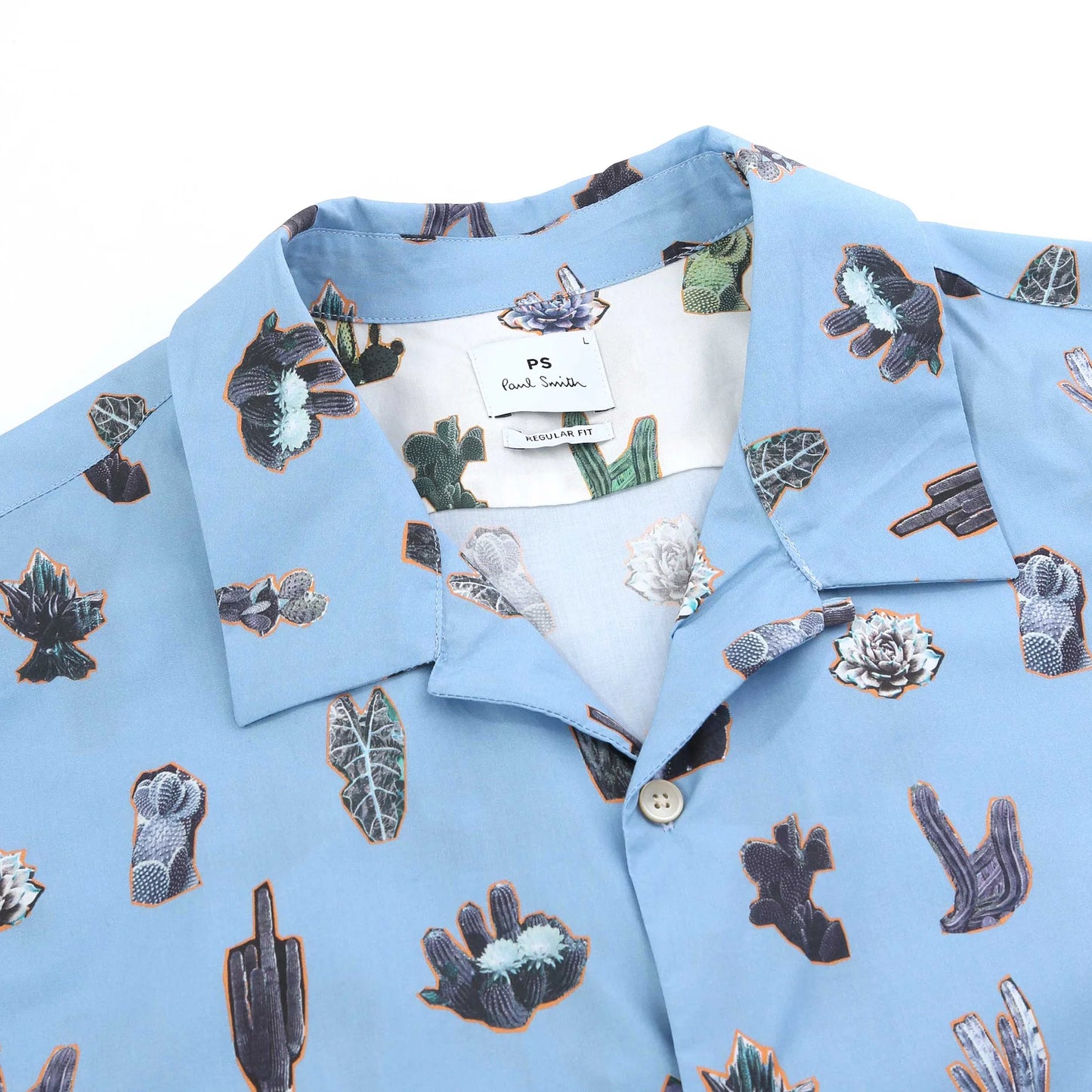 PAUL SMITH PS CACTUS PRINT SHORT SLEEVE COTTON SHIRT BLUE 2XL RRP £145 BNWT