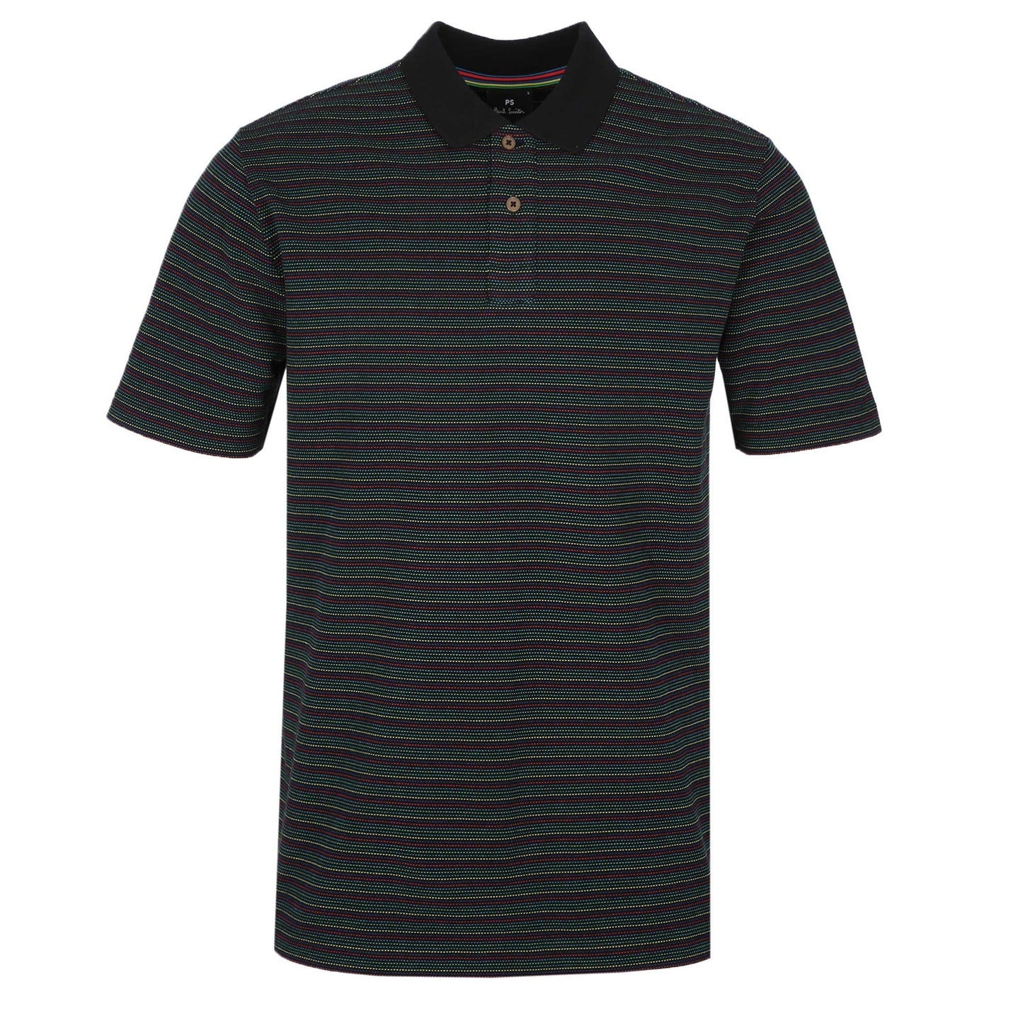 PAUL SMITH PS FINE STRIPES COTTON POLO SHIRT BLACK/MULTI COLOUR RRP £125 BNWT