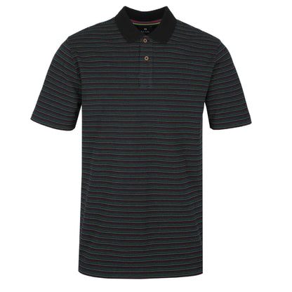 PAUL SMITH PS FINE STRIPES COTTON POLO SHIRT BLACK/MULTI COLOUR RRP £125 BNWT