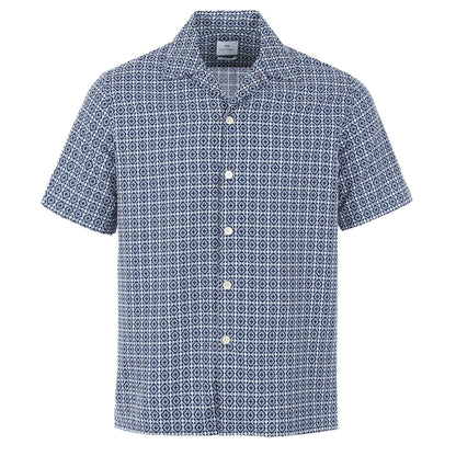 PAUL SMITH PS GEOMETRIC SHORT SLEEVE COTTON SHIRT NAVY XL RRP £130 BNWT