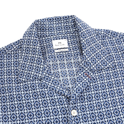PAUL SMITH PS GEOMETRIC SHORT SLEEVE COTTON SHIRT NAVY XL RRP £130 BNWT