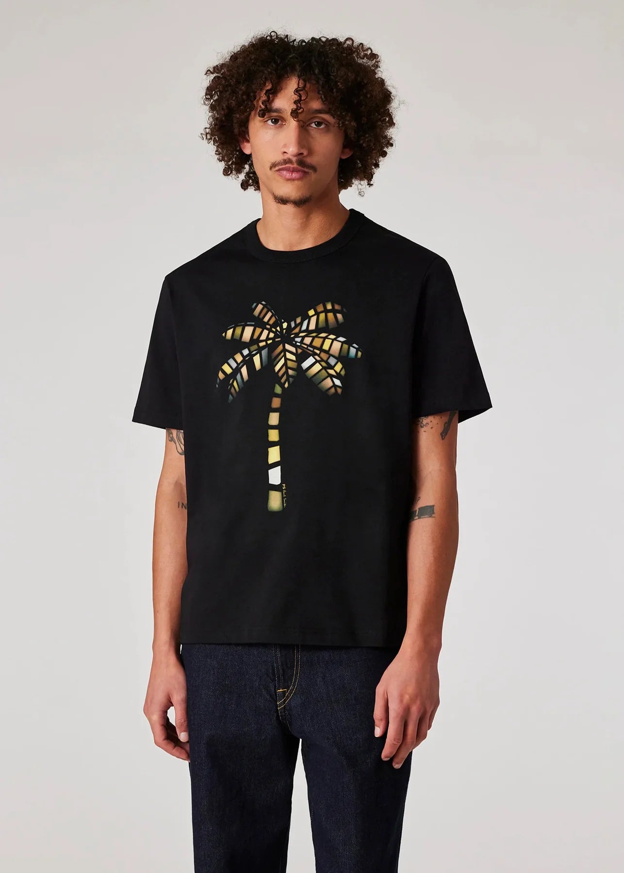 PAUL SMITH PS PALM TREES COTTON T-SHIRT BLACK 2XL RRP £70 BNWT