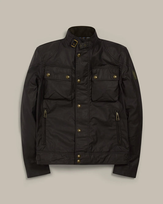 BELSTAFF RACEMASTER WAXED COTTON CAFE RACER BIKER JACKET BLACK 2XL RRP £395 BNWT