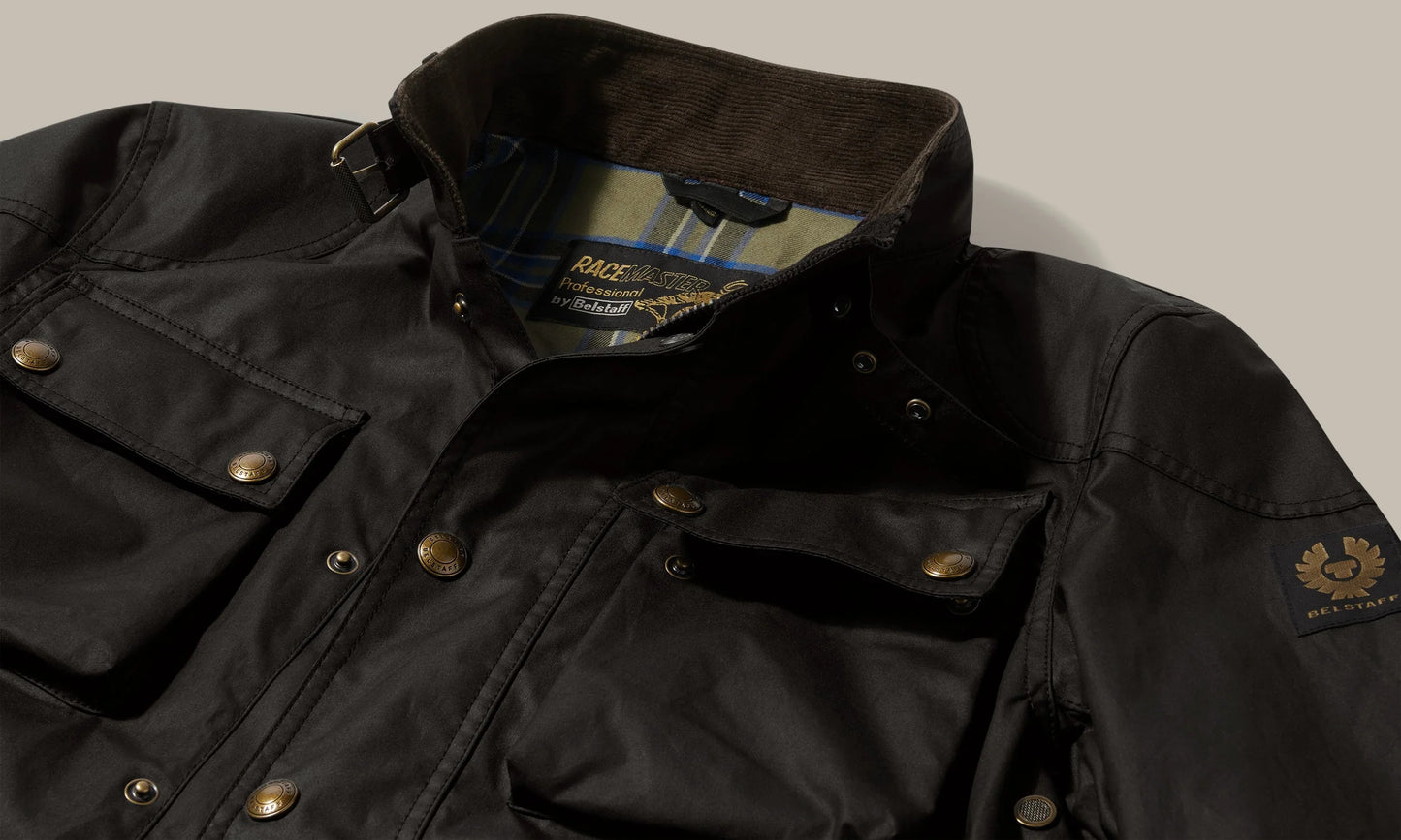 BELSTAFF RACEMASTER WAXED COTTON CAFE RACER BIKER JACKET BLACK 2XL RRP £395 BNWT