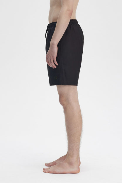 FRED PERRY SWIM SHORTS BLACK WITH COURT GREEN LOGO LARGE RRP £60