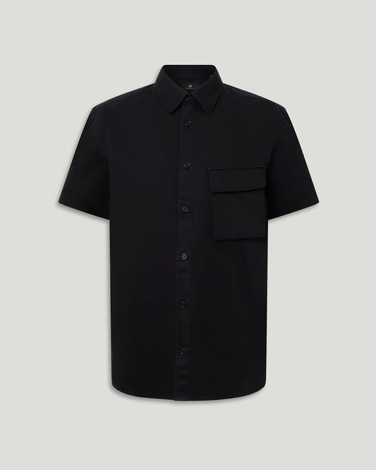 BELSTAFF SCALE SHORT SLEEVE COTTON SHIRT BLACK RRP £120 BNWT
